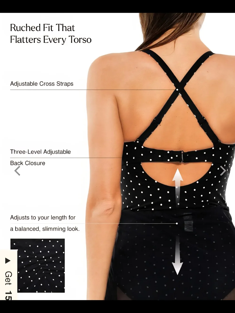 Popilush Medium Polka Dot Black One-Piece Swimwear with Front Cutout